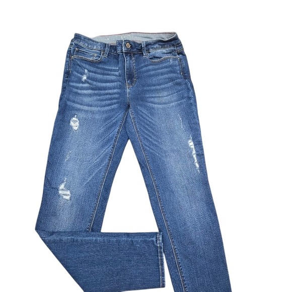 White House Black Market Mid Rise Distressed Skinny Jeans Womens Sz 4 - Picture 3 of 11